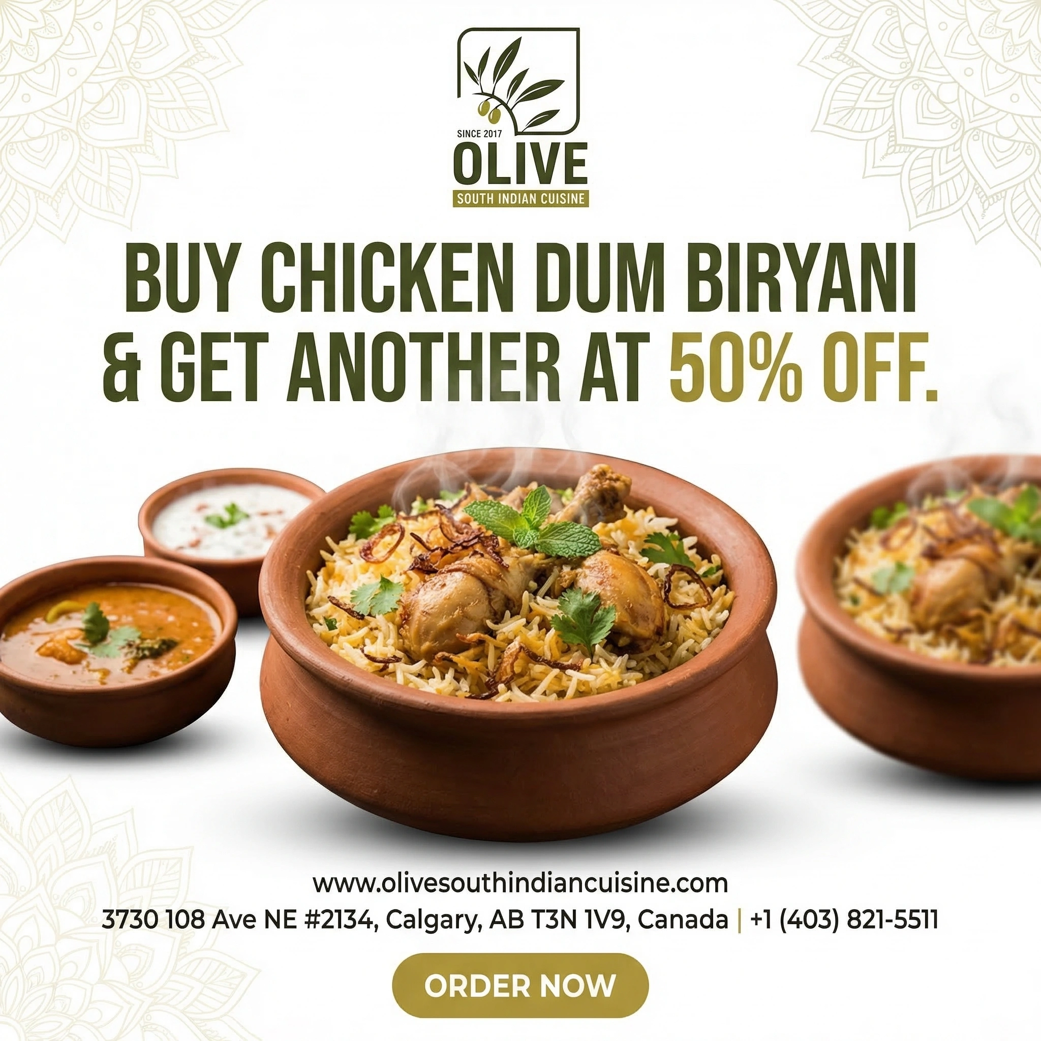 Special Offer at Olive South Indian Cuisine Calgary